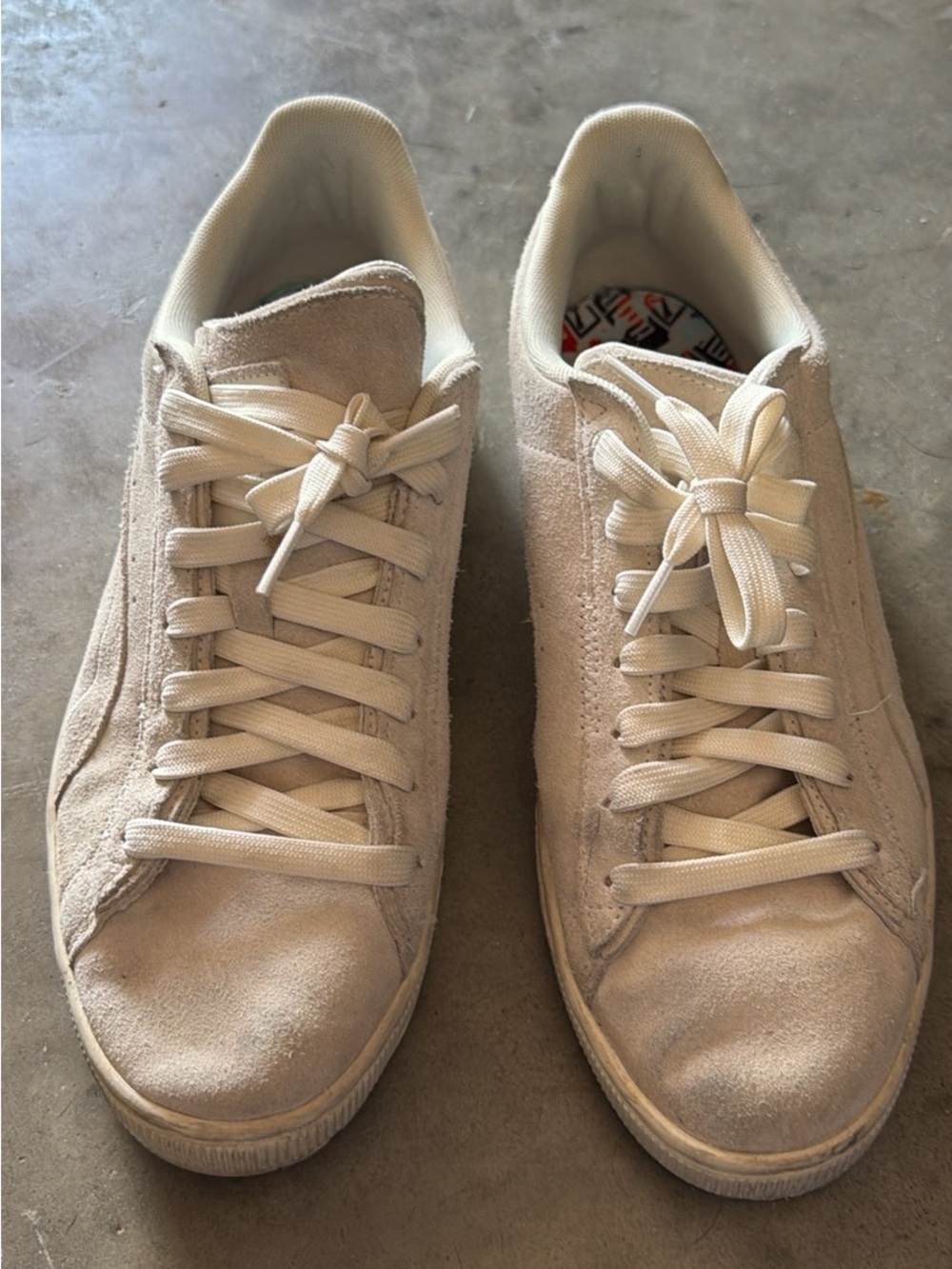Puma Cream Suede Lace-Up Sneakers